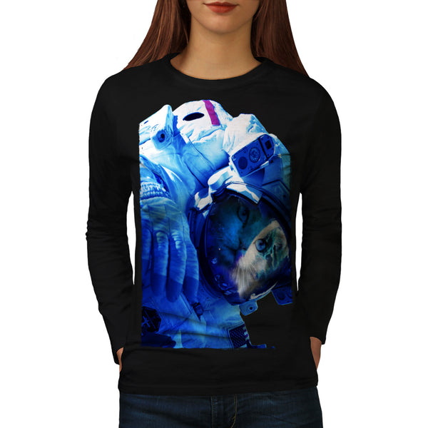 Kitty Cat Astronaut Womens Long Sleeve T-Shirt