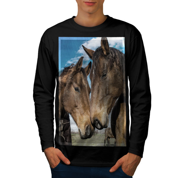 Horse Head Theme Mens Long Sleeve T-Shirt