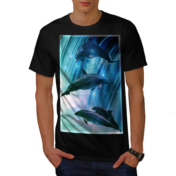 Dolphin Glitter Jump Mens T-Shirt