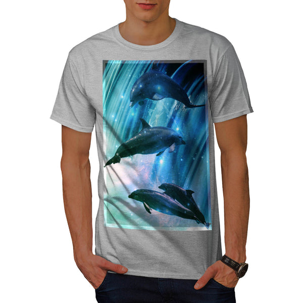 Dolphin Glitter Jump Mens T-Shirt