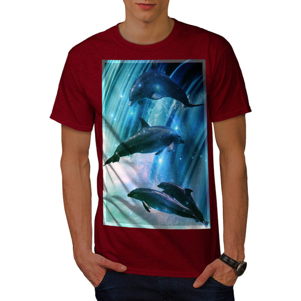 Dolphin Glitter Jump Mens T-Shirt