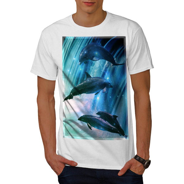 Dolphin Glitter Jump Mens T-Shirt