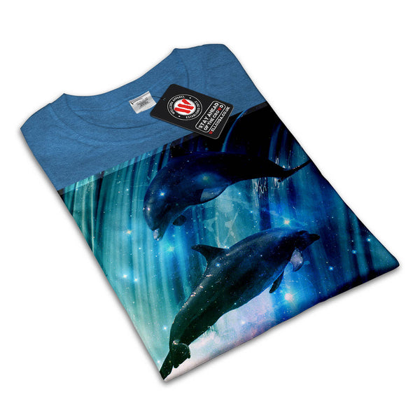 Dolphin Glitter Jump Womens T-Shirt