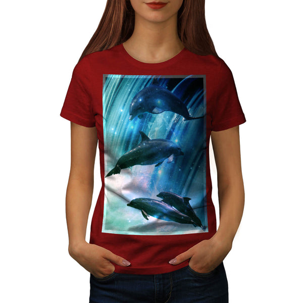 Dolphin Glitter Jump Womens T-Shirt