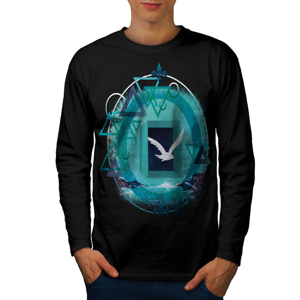 Freedom Galaxy Bird Mens Long Sleeve T-Shirt