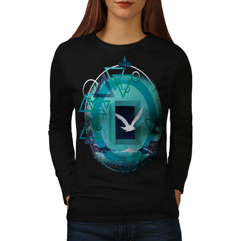 Freedom Galaxy Bird Womens Long Sleeve T-Shirt
