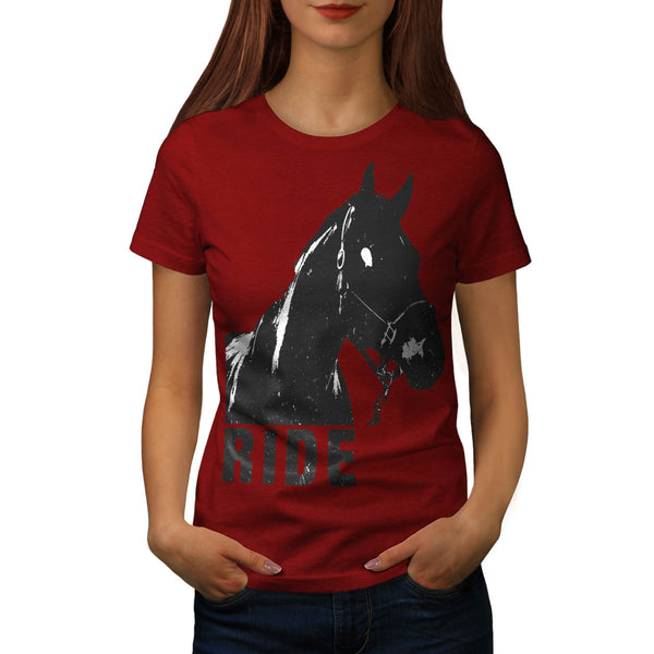 Ride Stallion Head Womens T-Shirt