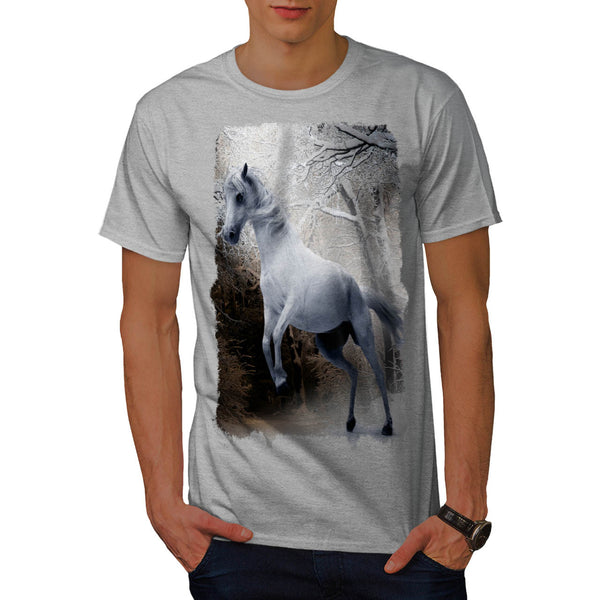 White Winter Horse Mens T-Shirt