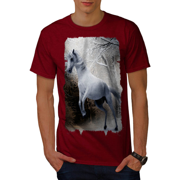 White Winter Horse Mens T-Shirt