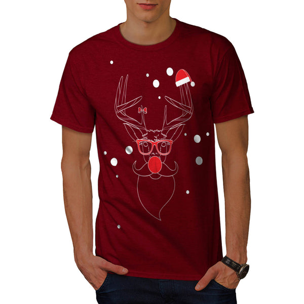 Deer Hipster Winter Mens T-Shirt