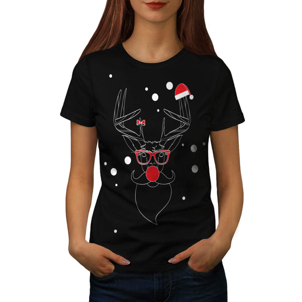 Deer Hipster Winter Womens T-Shirt