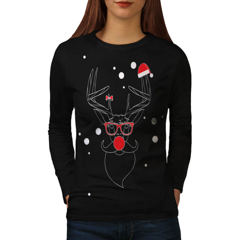 Deer Hipster Winter Womens Long Sleeve T-Shirt