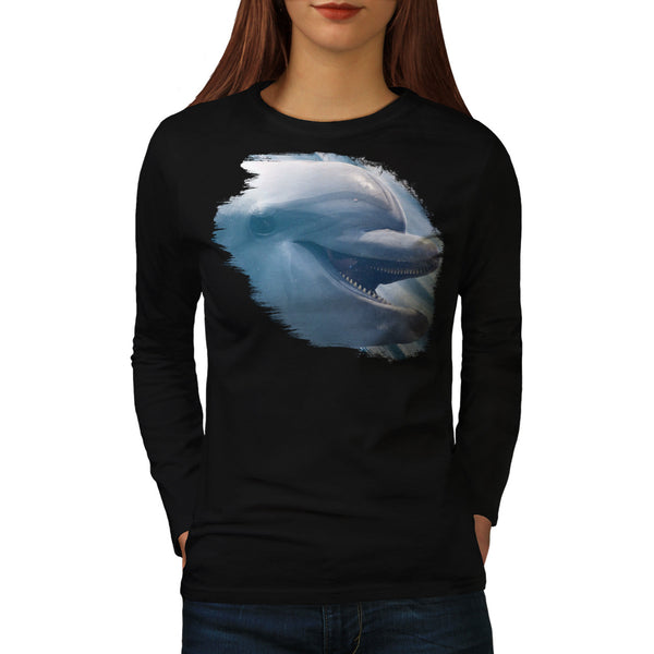 Joyful Dolphin Smile Womens Long Sleeve T-Shirt