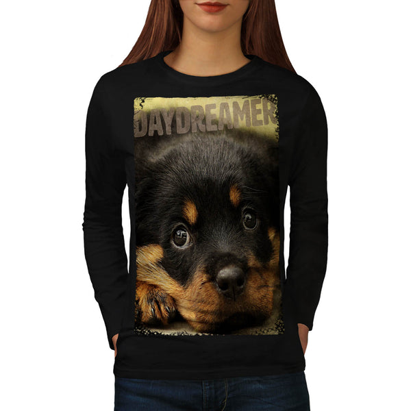 Daydreamer Dog Face Womens Long Sleeve T-Shirt