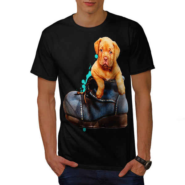 Blue Shoe Puppy Dog Mens T-Shirt