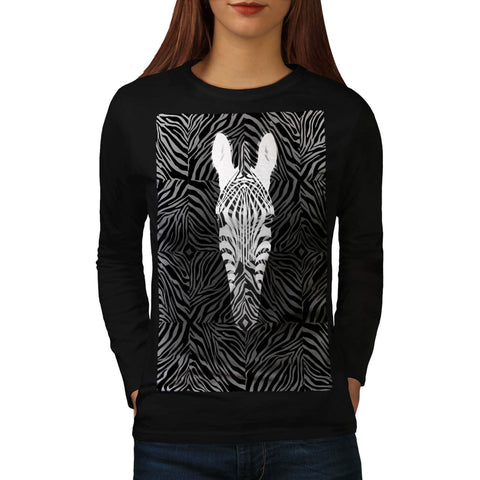 Zebra Silhouette Womens Long Sleeve T-Shirt