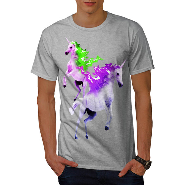 Neon Flaming Horse Mens T-Shirt