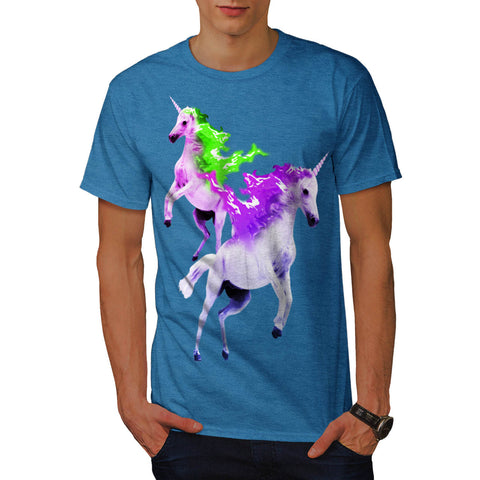 Neon Flaming Horse Mens T-Shirt