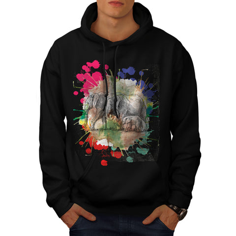 Elephant Family Walk Mens Hoodie