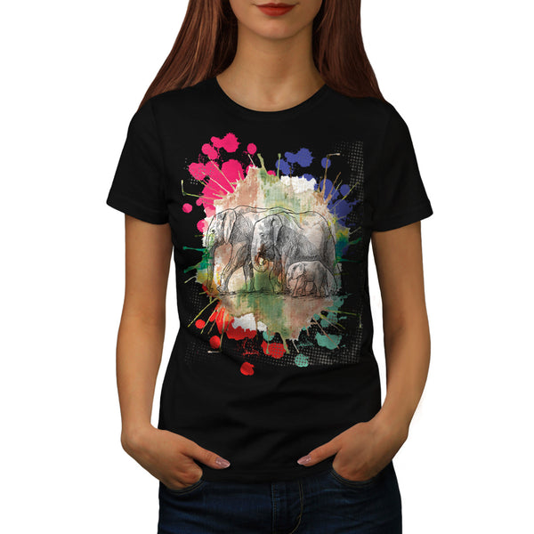 Elephant Family Walk Womens T-Shirt