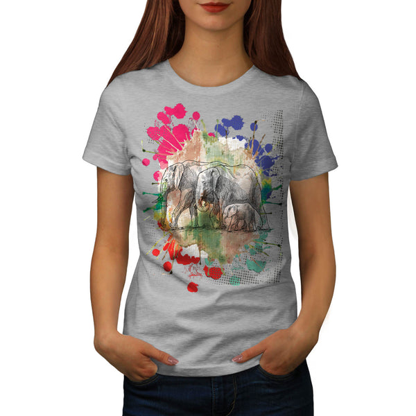 Elephant Family Walk Womens T-Shirt