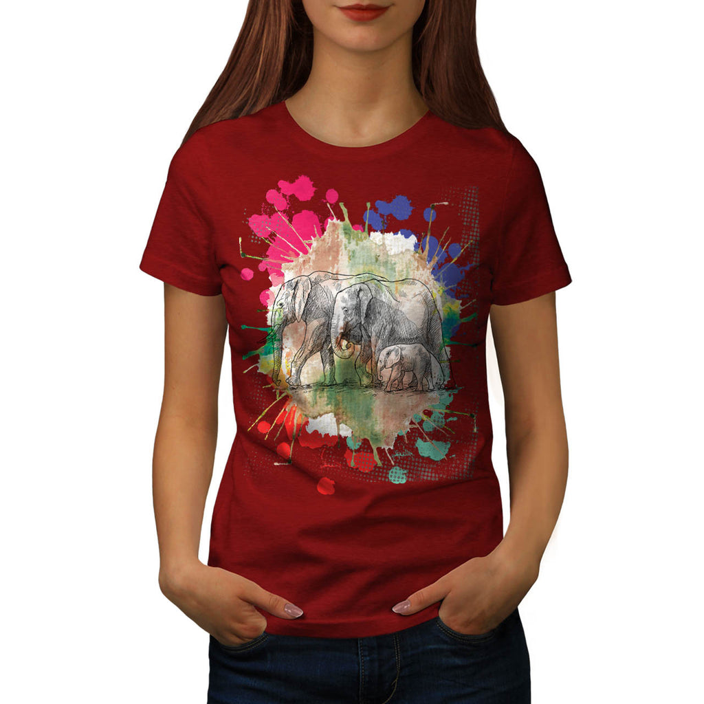 Elephant Family Walk Womens T-Shirt