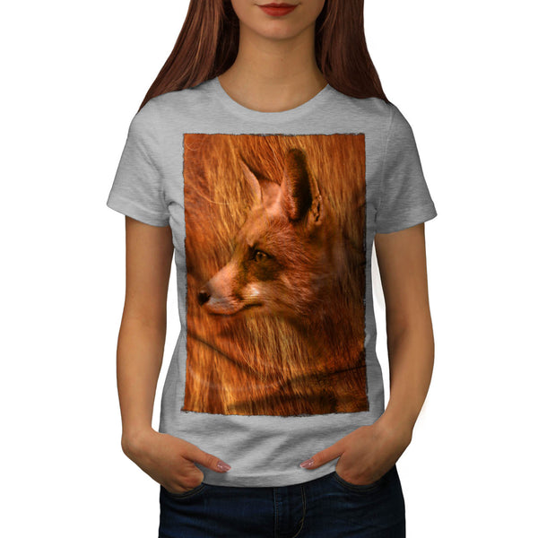 Flaming Red Fox Face Womens T-Shirt