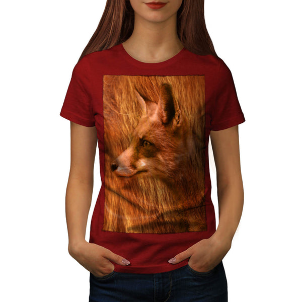Flaming Red Fox Face Womens T-Shirt