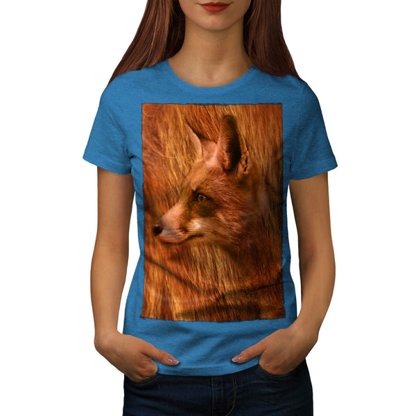 Flaming Red Fox Face Womens T-Shirt