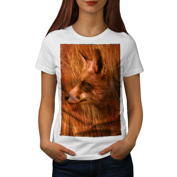 Flaming Red Fox Face Womens T-Shirt