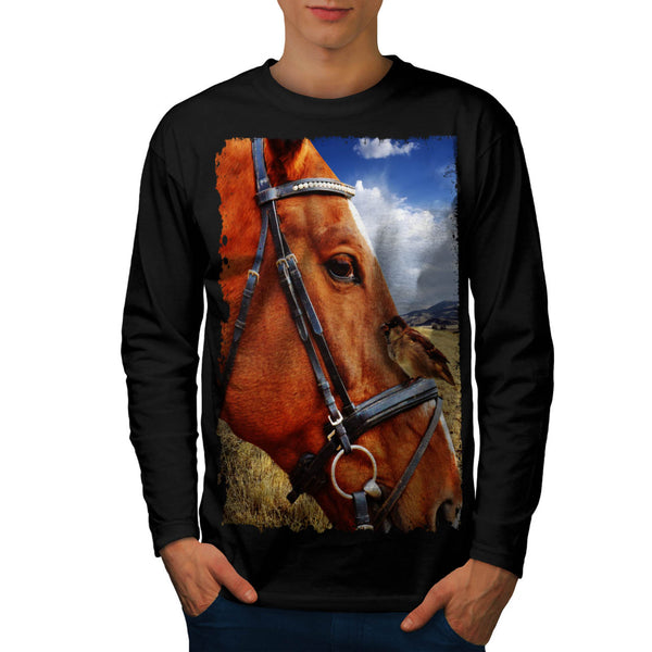Horse Face Design Mens Long Sleeve T-Shirt