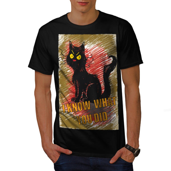Angry Black Cat Meow Mens T-Shirt