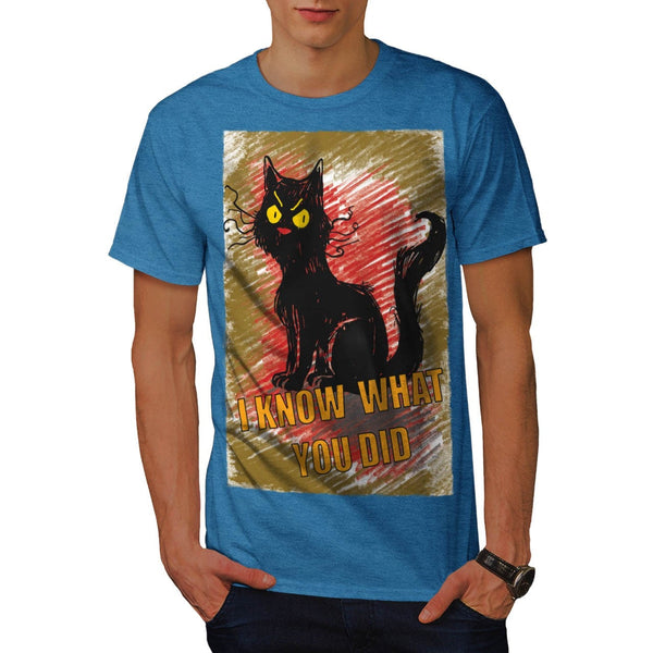Angry Black Cat Meow Mens T-Shirt