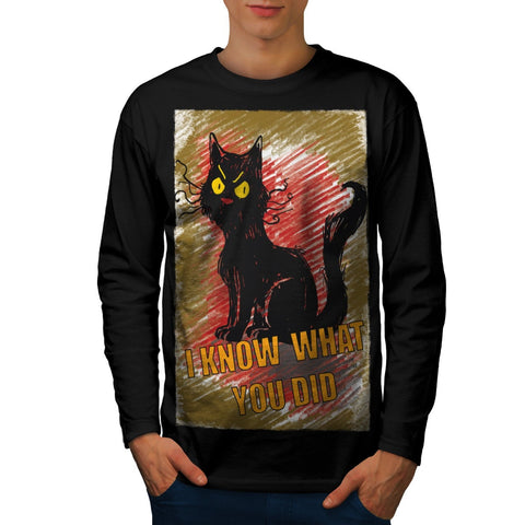 Angry Black Cat Meow Mens Long Sleeve T-Shirt