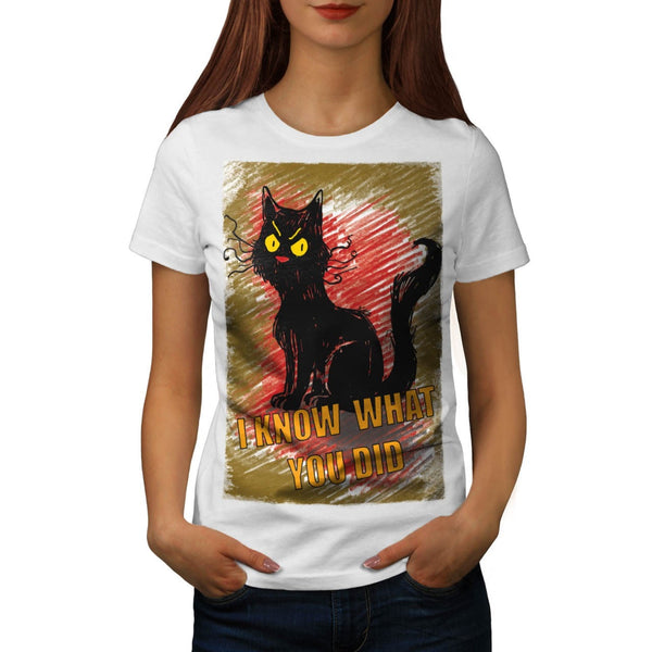 Angry Black Cat Meow Womens T-Shirt