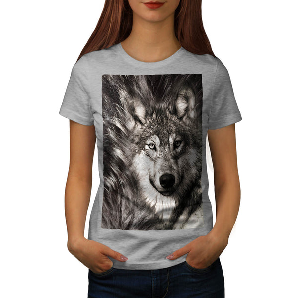Lonely Wolf Face Womens T-Shirt
