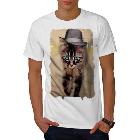 Cute Kitten Head Hat Mens T-Shirt