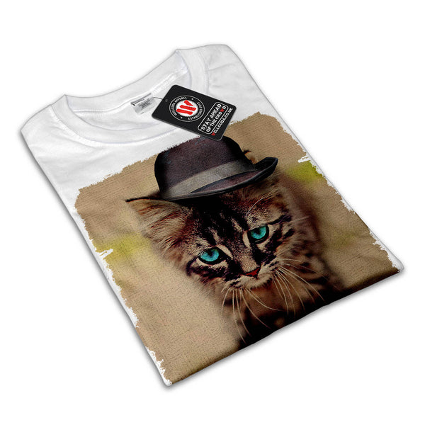 Cute Kitten Head Hat Womens T-Shirt