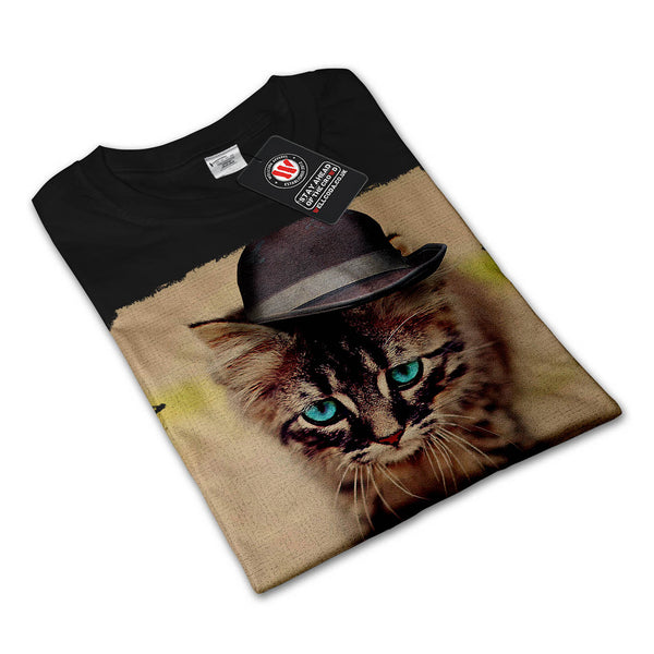 Cute Kitten Head Hat Womens Long Sleeve T-Shirt