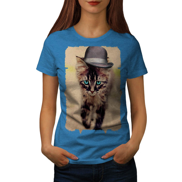 Cute Kitten Head Hat Womens T-Shirt