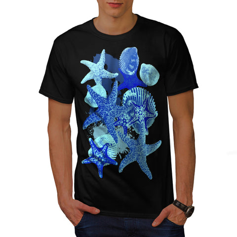 Blue Seashell Star Mens T-Shirt