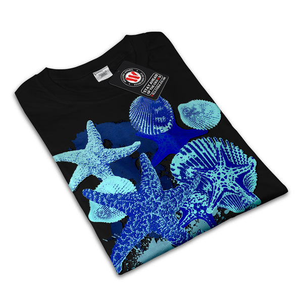Blue Seashell Star Mens T-Shirt