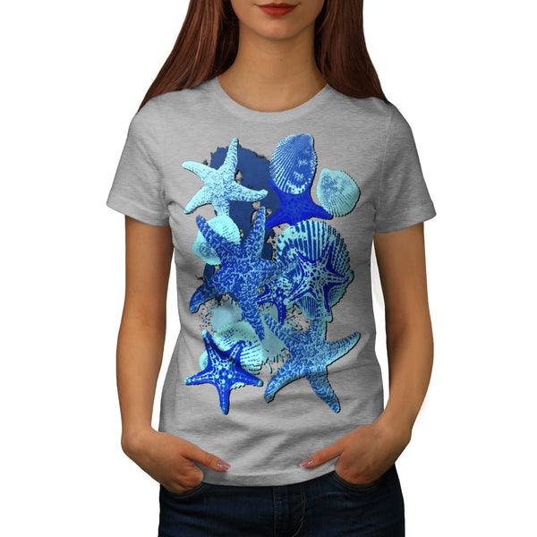 Blue Seashell Star Womens T-Shirt