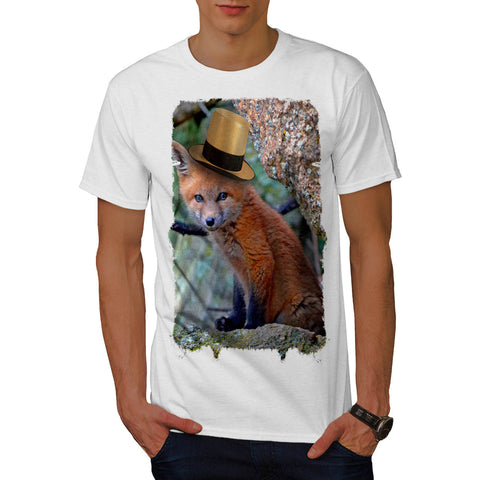 Mister Fancy Fox Hat Mens T-Shirt