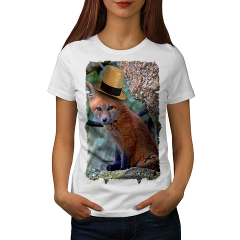 Mister Fancy Fox Hat Womens T-Shirt