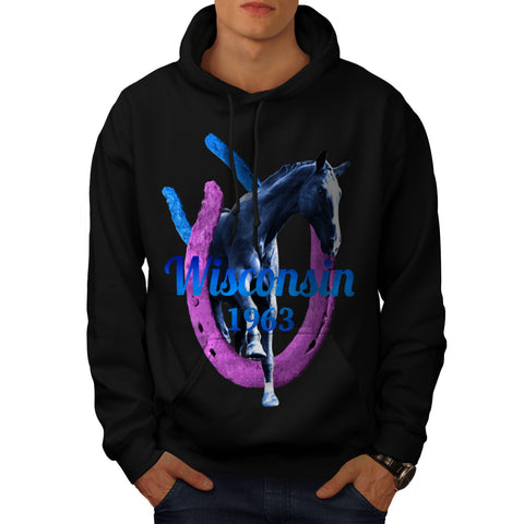 Wisconsin Horse Shoe Mens Hoodie