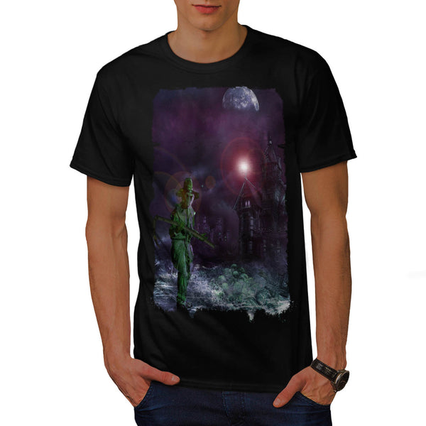 Creepy Ghost House Mens T-Shirt