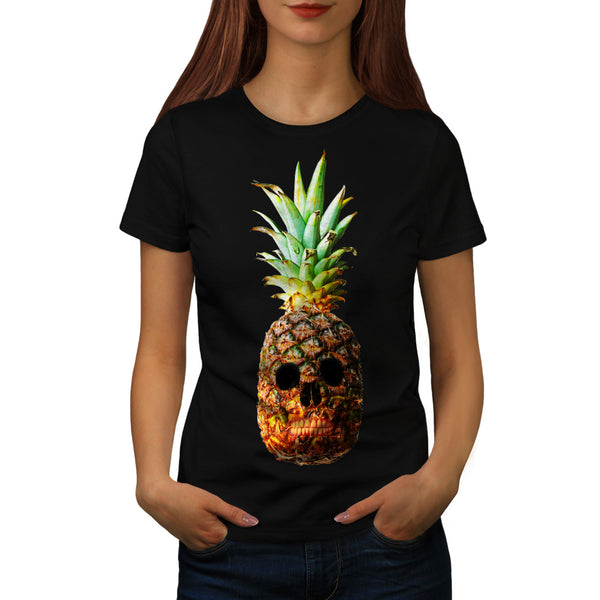 Pineapple Skull Face Womens T-Shirt