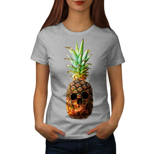 Pineapple Skull Face Womens T-Shirt