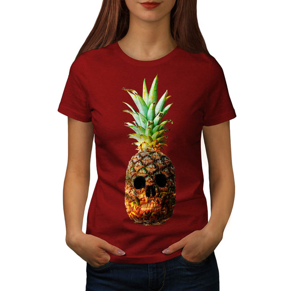 Pineapple Skull Face Womens T-Shirt